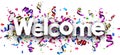 Welcome banner with colorful serpentine. Royalty Free Stock Photo