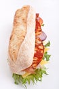 White wheat baguette sandwich Royalty Free Stock Photo