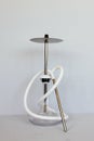 White and white hookah in full growth without a bowl on an isolated white background