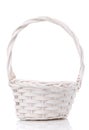 White wicker basket on a white background