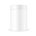 White Wide Round Container With Ribbed Cap/lid