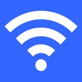 White wifi icon isolated on blue background.