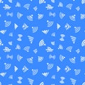 White WiFi icons on blue, seamless pattern