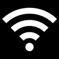 White wifi symbol icon isolated on a black background.