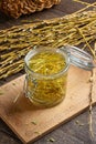 White willow bark collected in spring, macerating in alcohol to prepare herbal tincture Royalty Free Stock Photo