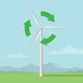 White windmill on the field, wind turbine Royalty Free Stock Photo