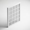 White Grid Window Frame with Multiple Panes on a Light Gray Background image photo Royalty Free Stock Photo