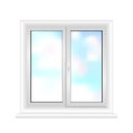 White window frame isolated on white background. 3d illustration. Plastic white window vector. Royalty Free Stock Photo