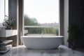 room interior tub white apartment marble window design home indoor house. Generative AI.