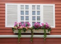 White window on red wall Royalty Free Stock Photo