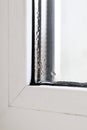 . white window. there is condensation on it. close-up Royalty Free Stock Photo