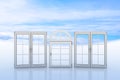 White windows with blue sky and clouds on background Royalty Free Stock Photo