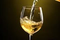 a White wine being poured in the wineglass Royalty Free Stock Photo