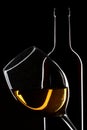 White wine bottle and glass silhouette Royalty Free Stock Photo