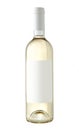 White wine bottle isolated with blank label. Royalty Free Stock Photo