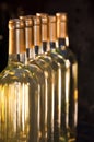 White Wine Bottles Lined-Up Royalty Free Stock Photo