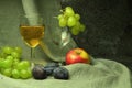 White wine composition with grapes Royalty Free Stock Photo