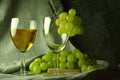 White wine composition with grapes Royalty Free Stock Photo