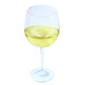 White wine in glas, watercolor