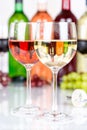 White wine in a glass alcohol drink grapes portrait format Royalty Free Stock Photo