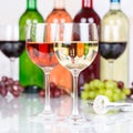 White wine in a glass alcohol drink grapes square Royalty Free Stock Photo