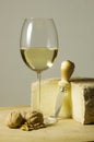 White wine glass and cheese Royalty Free Stock Photo