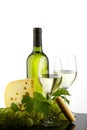 White wine and glass and grapes Royalty Free Stock Photo