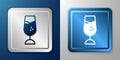 White Wine glass icon isolated on blue and grey background. Wineglass sign. Silver and blue square button. Vector Royalty Free Stock Photo