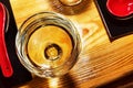 White wine glass and Japanese table set Royalty Free Stock Photo