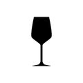 White wine glass silhouette, beverage goblet. Alcohol drink icon on a white background. A simple logo. Black shape basis for the