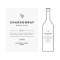 White wine label. Vector premium template. Clean and modern design. Chardonnay grape sort.