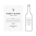 White wine label. Vector premium template. Clean and modern design. Pinot Blanc grape sort.