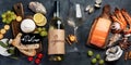 White wine Pinot Grigio with seafood and snacks Royalty Free Stock Photo