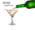 White wine pouring from the bottle intro the glass Royalty Free Stock Photo