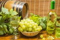 White wine and white grapes Royalty Free Stock Photo