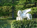 White winged marble `lion of St. Mark` in the Park of Yusupov Palace. The Palace was built in the style of the modernized Italian Royalty Free Stock Photo