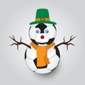 white winter happy snowman from football balls eps10