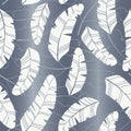 White Winter Holiday Feathers on Silver Foil Background Vector Seamless Pattern