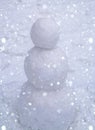 White winter time. Snowman outdoor - copy cpace. Holiday poster design, sale banner. Snowman and snow day. Snowman in Royalty Free Stock Photo