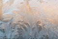 White wintry hoarfrost background on a window