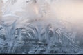 White wintry hoarfrost background on a window Royalty Free Stock Photo