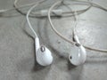 white wired earphones Off close sort photo