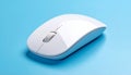 White Wireless Computer Mouse with Scroll Wheel on a Blue Surface wireless mouse technology Royalty Free Stock Photo