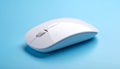 White wireless computer mouse with scroll wheel on a blue background wireless mouse white mouse Royalty Free Stock Photo