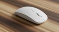 White Wireless Computer Mouse on Wooden Surface Royalty Free Stock Photo