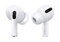 White wireless headphones Apple AirPods Pro, on white background. Realistic vector illustration