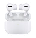 White wireless headphones Apple AirPods Pro, on white background. Realistic vector illustration