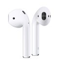 White wireless headphones Apple AirPods series 2, on white background. Realistic vector illustration