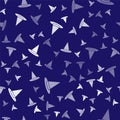 White Witch hat icon isolated seamless pattern on blue background. Happy Halloween party. Vector Royalty Free Stock Photo