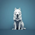 Minimalist 3d Render Of A Polygonal Wolf On Blue Background
